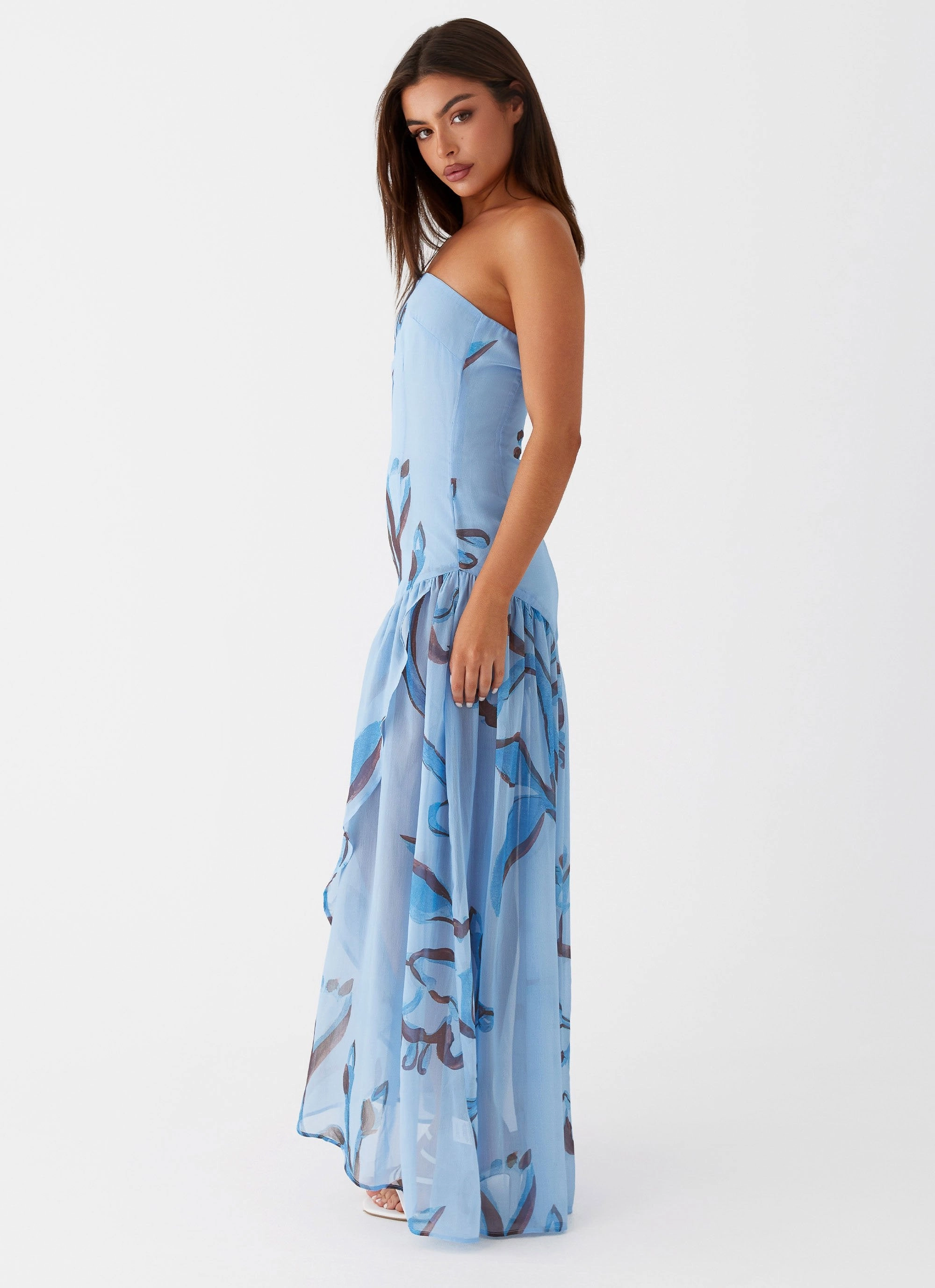 Weekend Ready Solaris Strapless Maxi Dress - Blue Floral