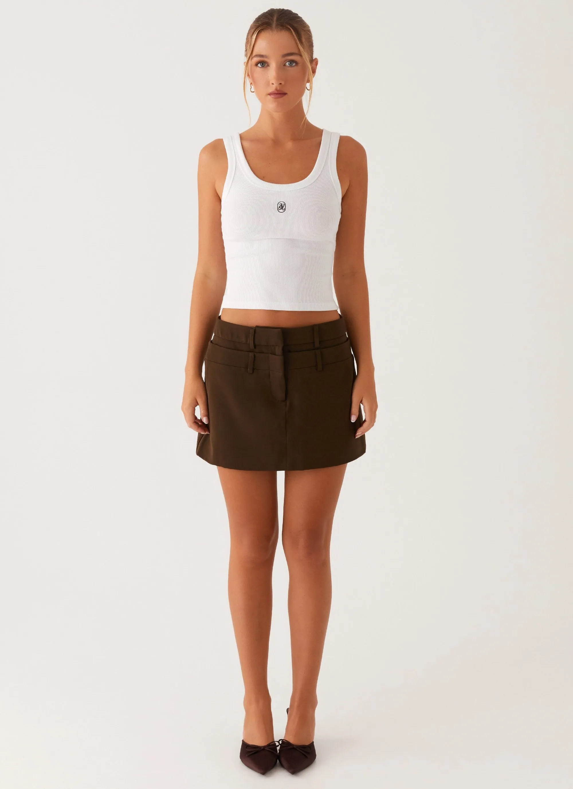 Flexible Material Easy Fashion Solstice Mini Skirt - Khaki