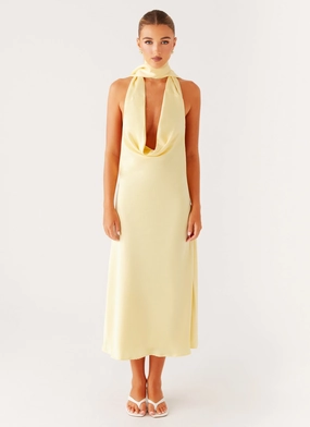 Sonny Midi Dress - Yellow Sophisticated Waist Fit