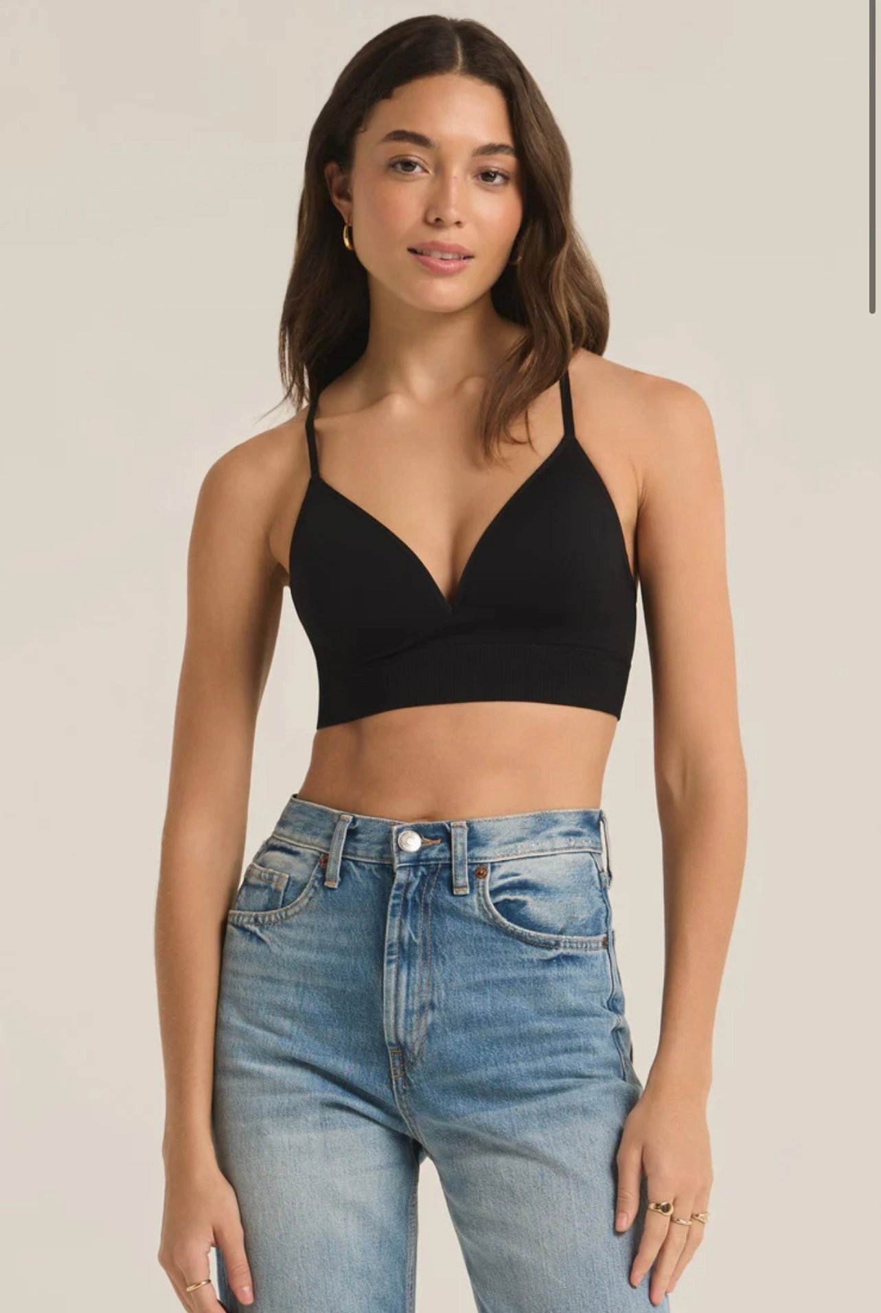 Sophia T-Shirt Bra - Black Stretch Material VNeck Style