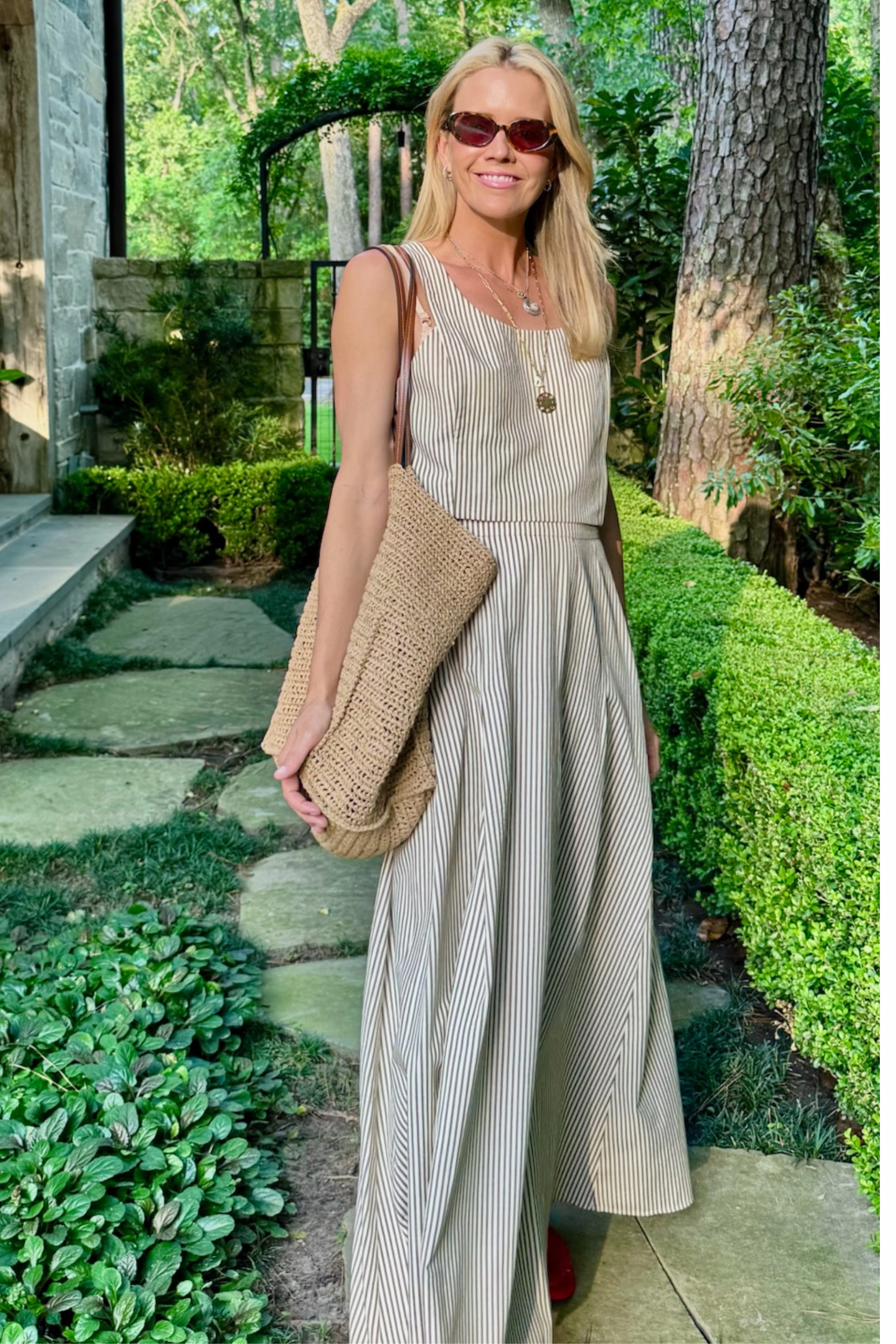 Anti Pilling Surface SeamlessPocketDesign MASON'S DAUGHTER | Sophia Maxi Skirt, Brown & Ivory Dobby Striped