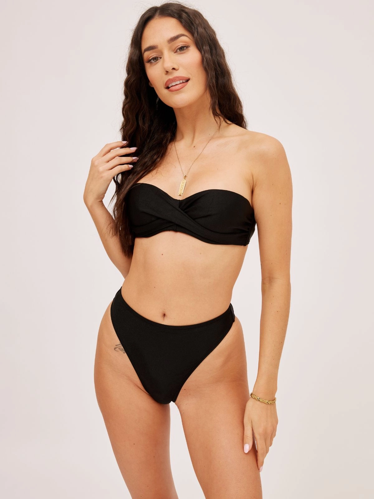 South Beach Leo High waist Bikini Bottom / Black Poolside Comfort