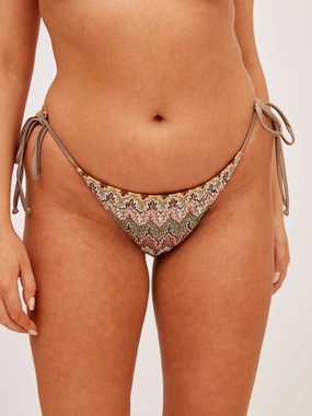 Unisex-Style South Beach Skye Rustic Crochet Tie Side Bikini Bottom / Multi