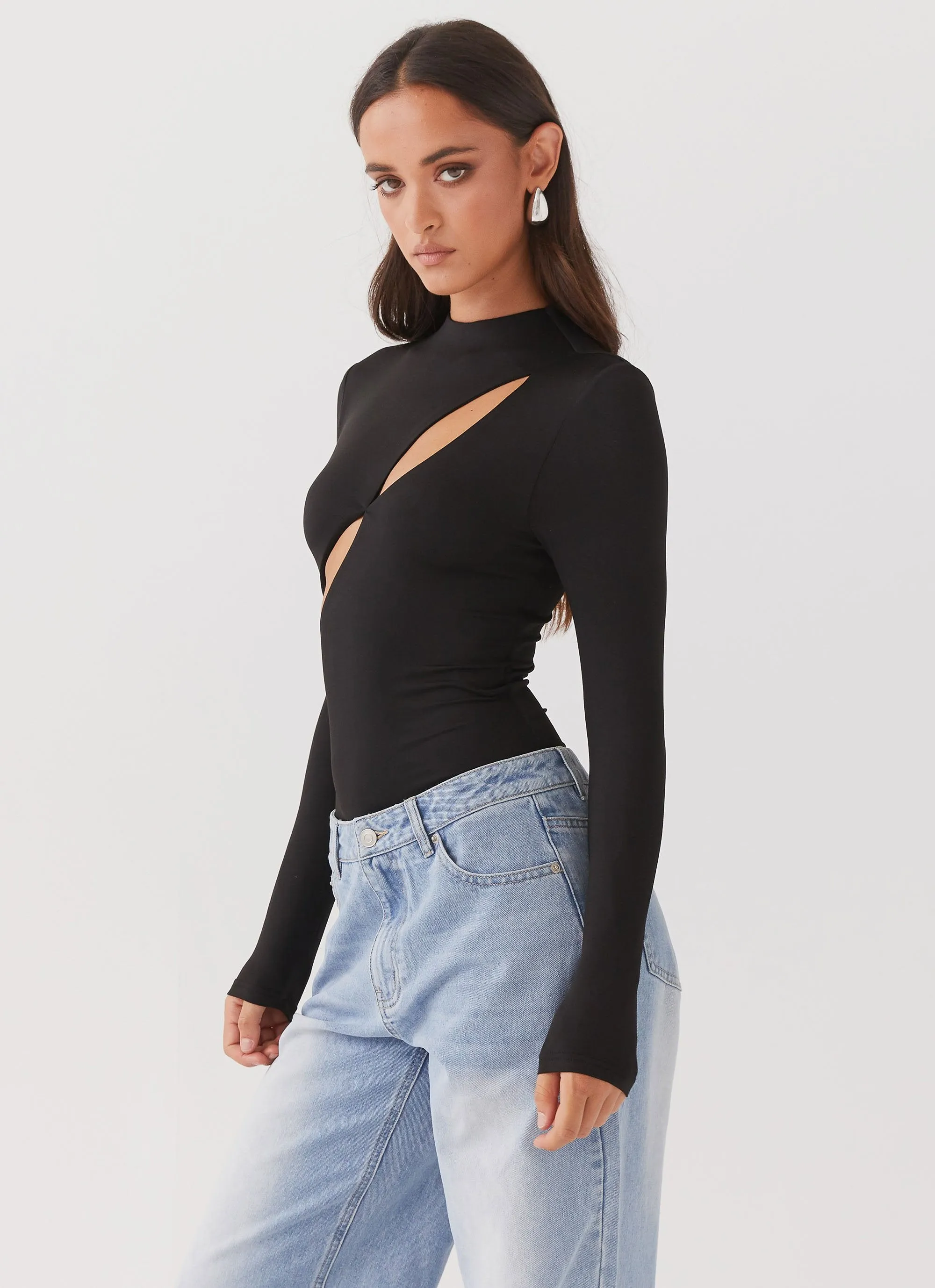 Special Affair Long Sleeve Bodysuit - Black Microfiber Technology
