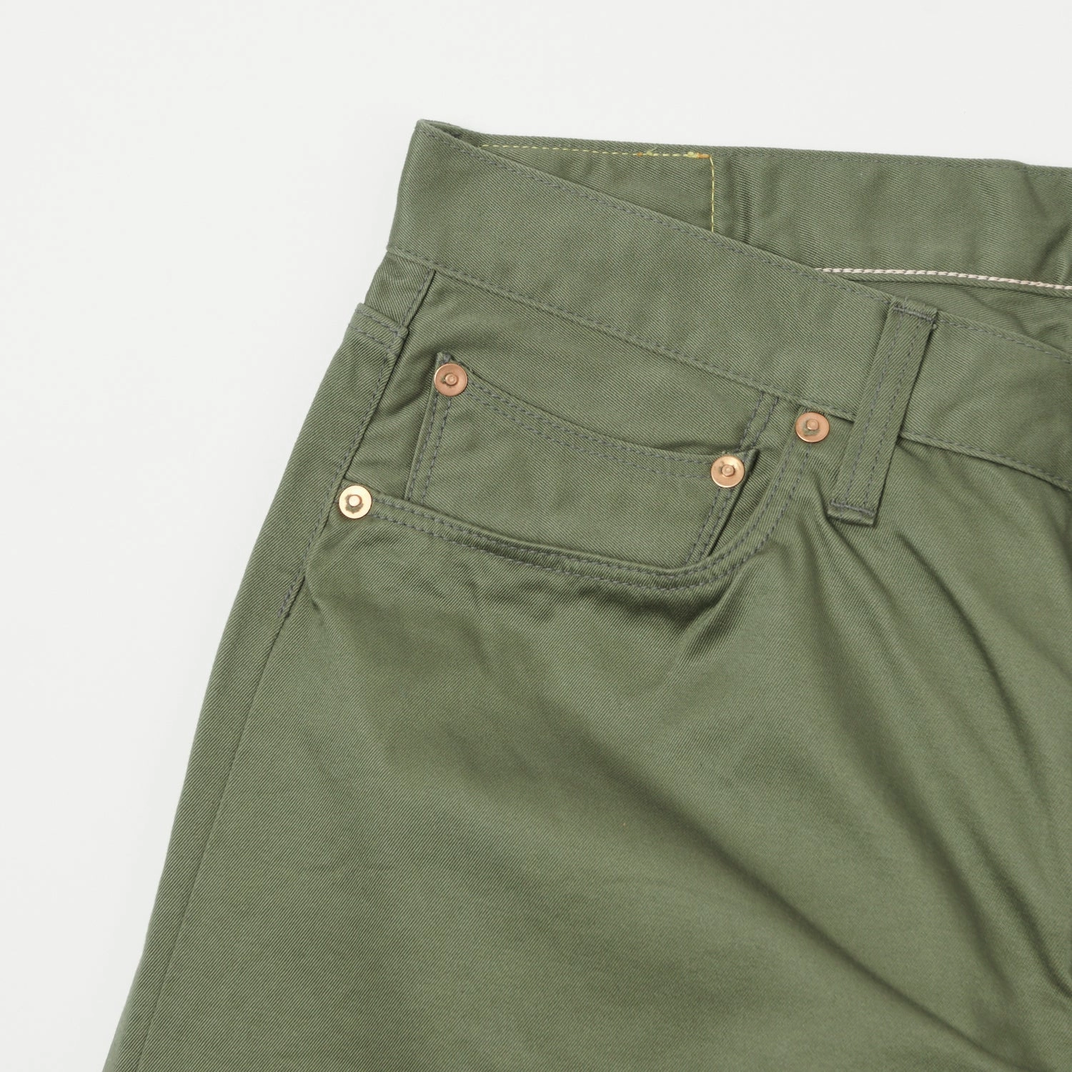Spellbound Chino Cloth Regular Straight Jean - Olive Green Stretch Ready Sustainable Fabric