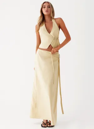Detachable Tie Azura Maxi Skirt - Yellow