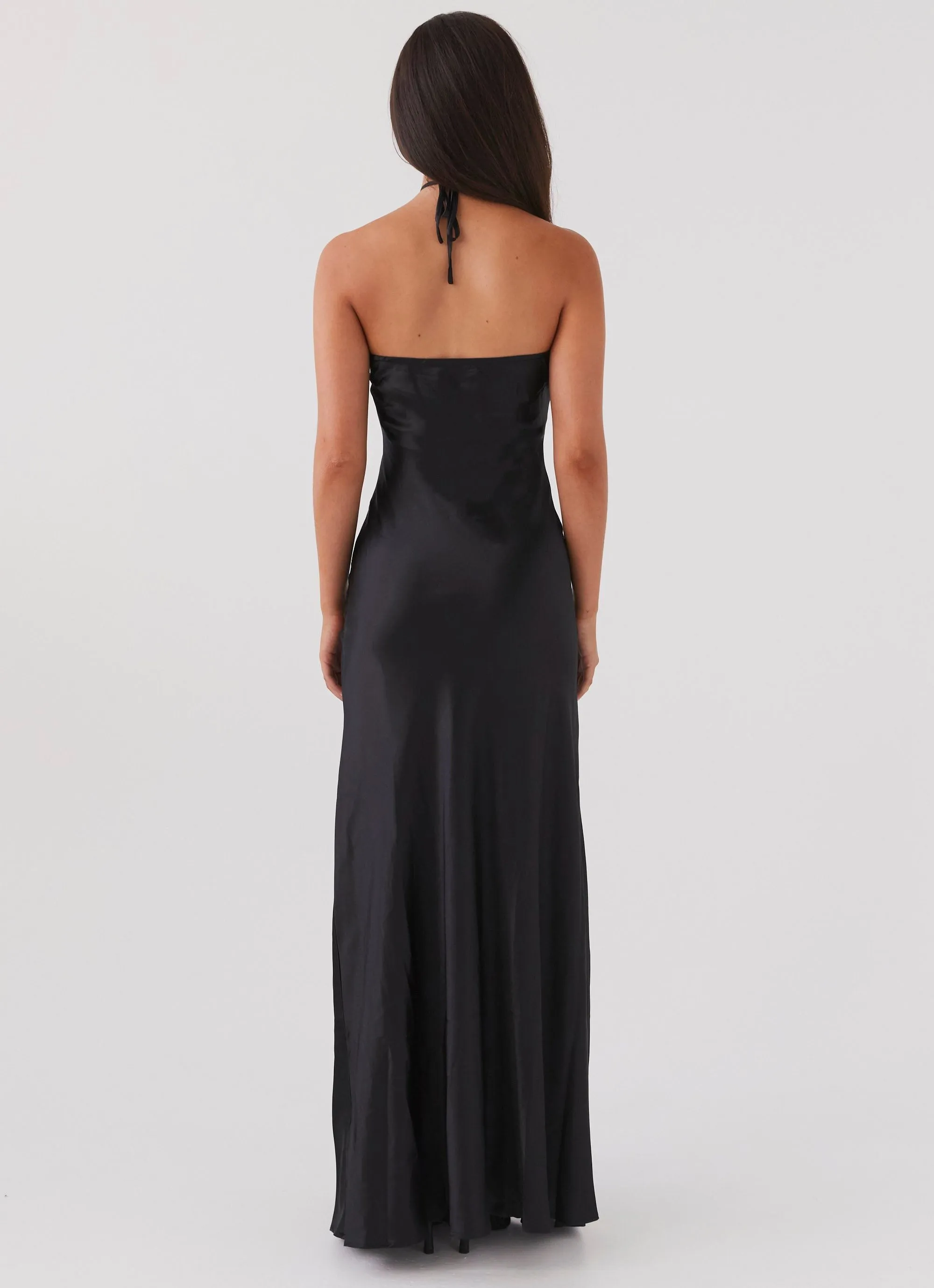 Sleek Fit Noir Symphony Maxi Dress - Black
