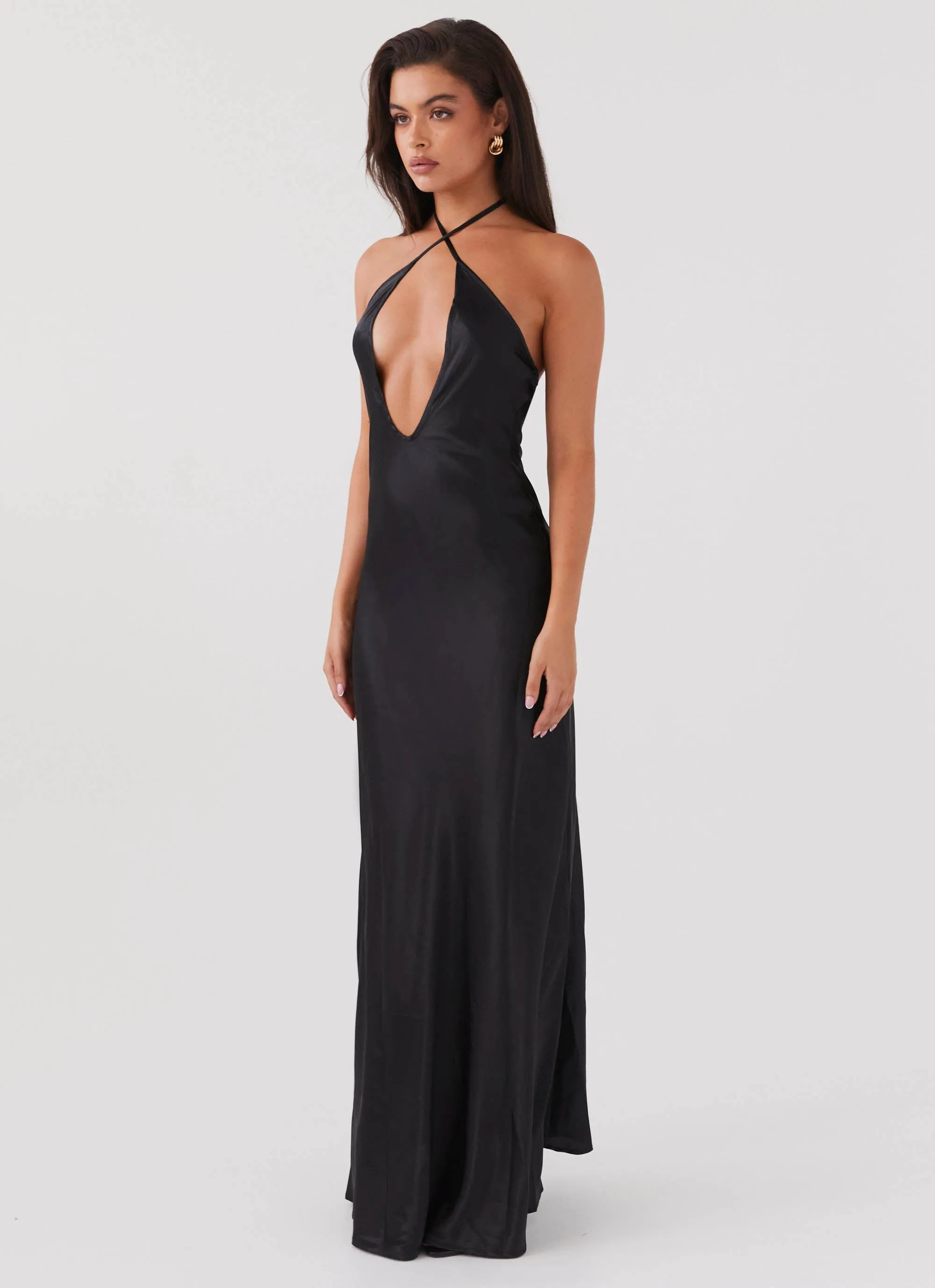 Noir Symphony Maxi Dress - Black tailored look Trendy Wear