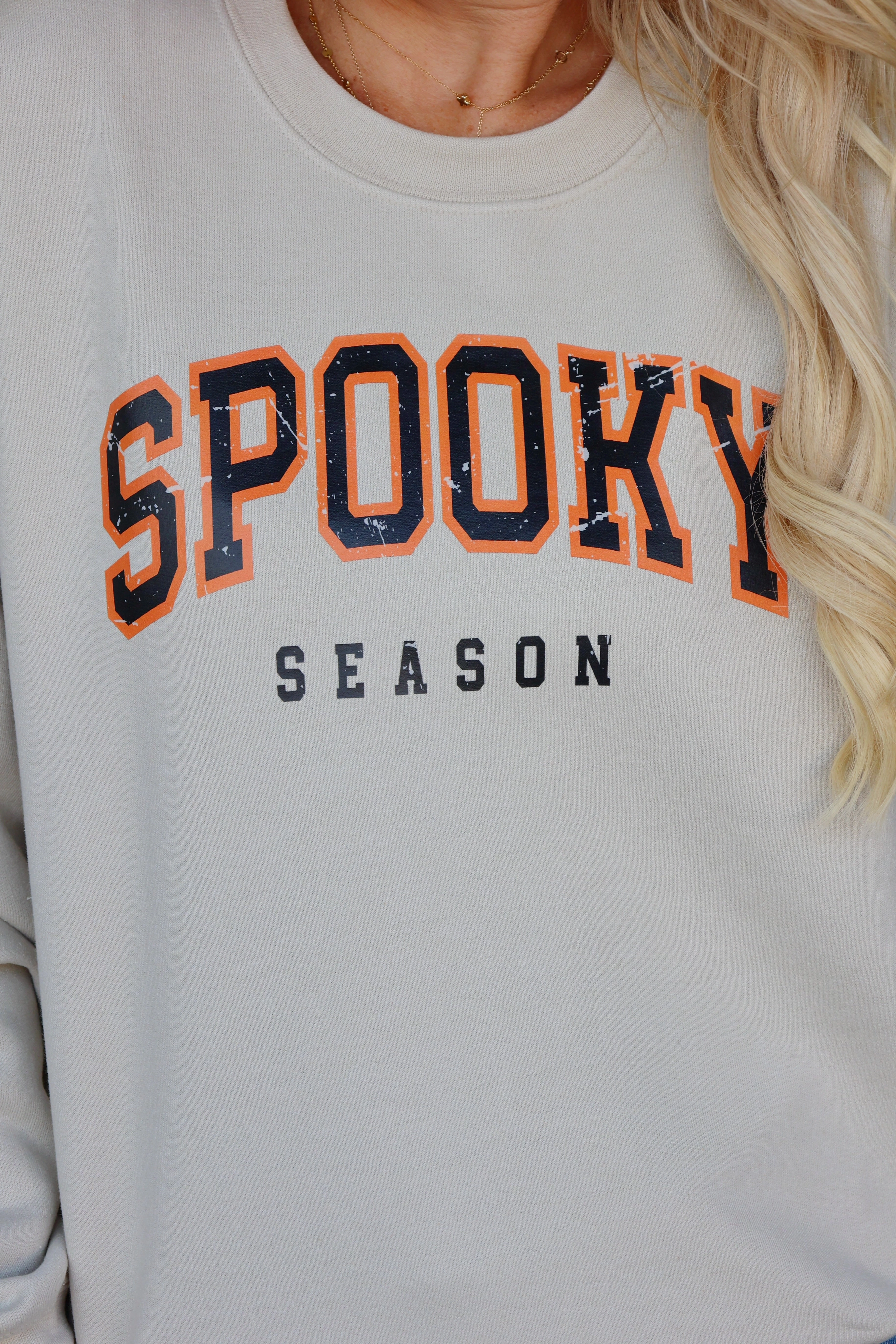 Button Down Collar Tagless Design Spooky Season Sweatshirt