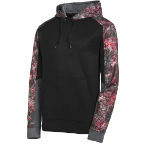 Sport-Tek Men's Deep Red/Black Sport-Wick Mineral Freeze Fleece Colorblock Hooded Pullover