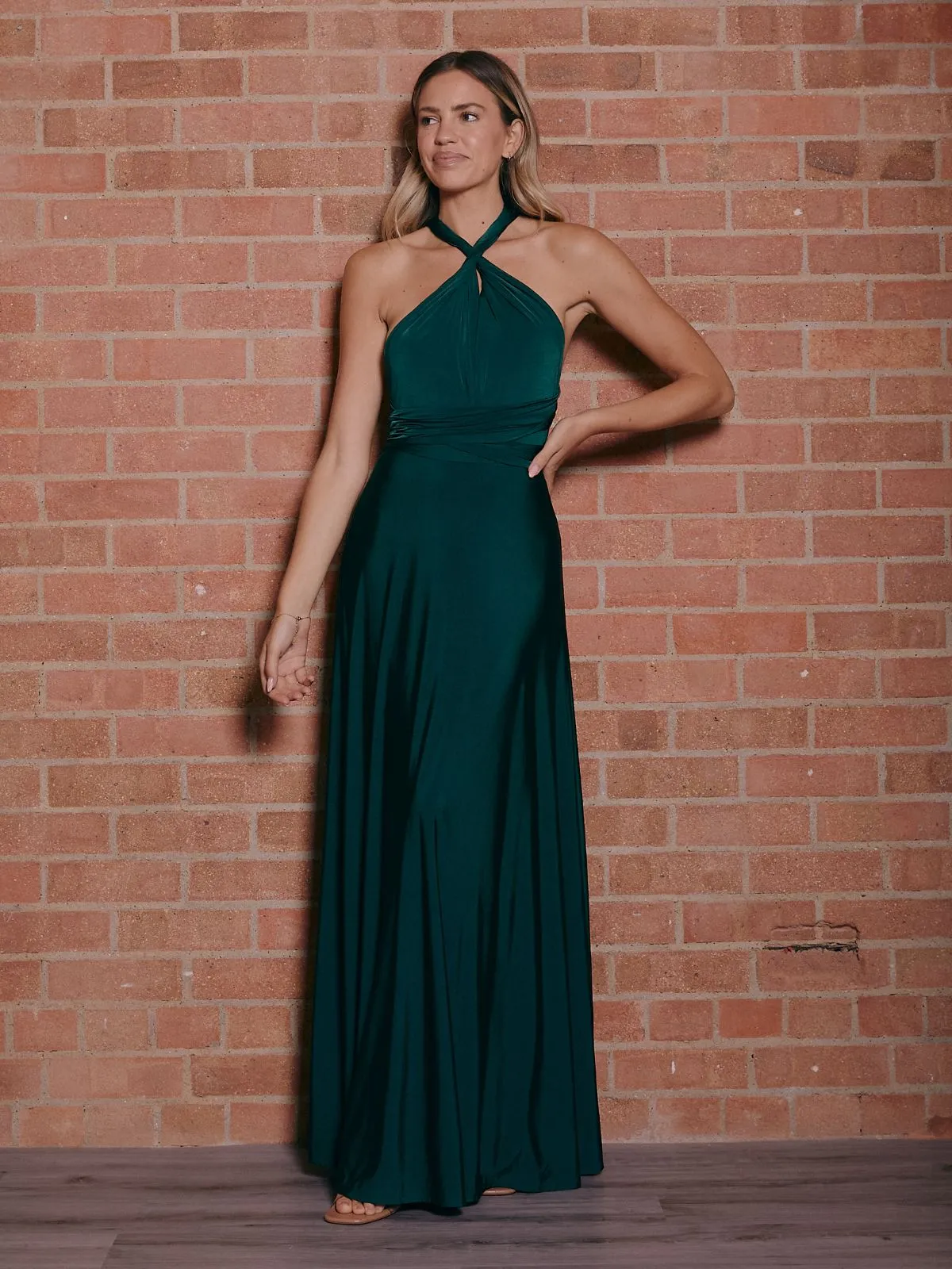 Multi-way Slinky Maxi Dress / Emerald SmoothEdgeFinish