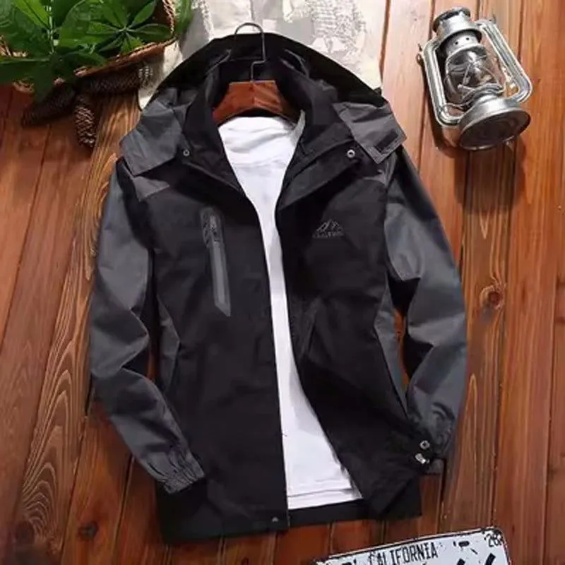 Spring and Autumn Men's Hiking Jakets Outdoors Couple Jacket Mountaineering Suit Windproof Waterproof Casual Loose Camping Coat