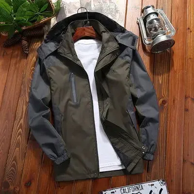 Spring and Autumn Men's Hiking Jakets Outdoors Couple Jacket Mountaineering Suit Windproof Waterproof Casual Loose Camping Coat
