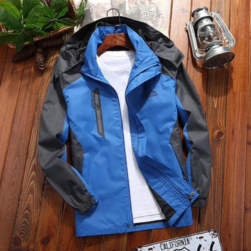Spring and Autumn Men's Hiking Jakets Outdoors Couple Jacket Mountaineering Suit Windproof Waterproof Casual Loose Camping Coat