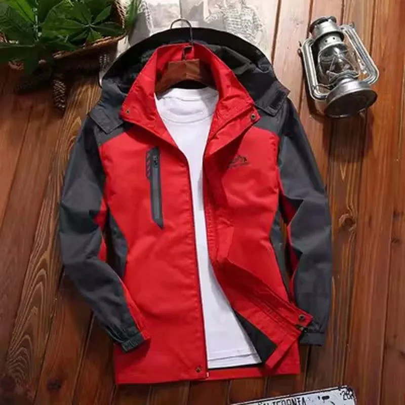 Spring and Autumn Men's Hiking Jakets Outdoors Couple Jacket Mountaineering Suit Windproof Waterproof Casual Loose Camping Coat