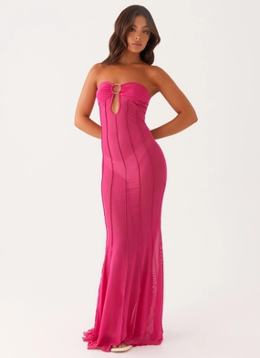 Kennedy Maxi Dress - Fuchsia Soft Tone Calm Mood