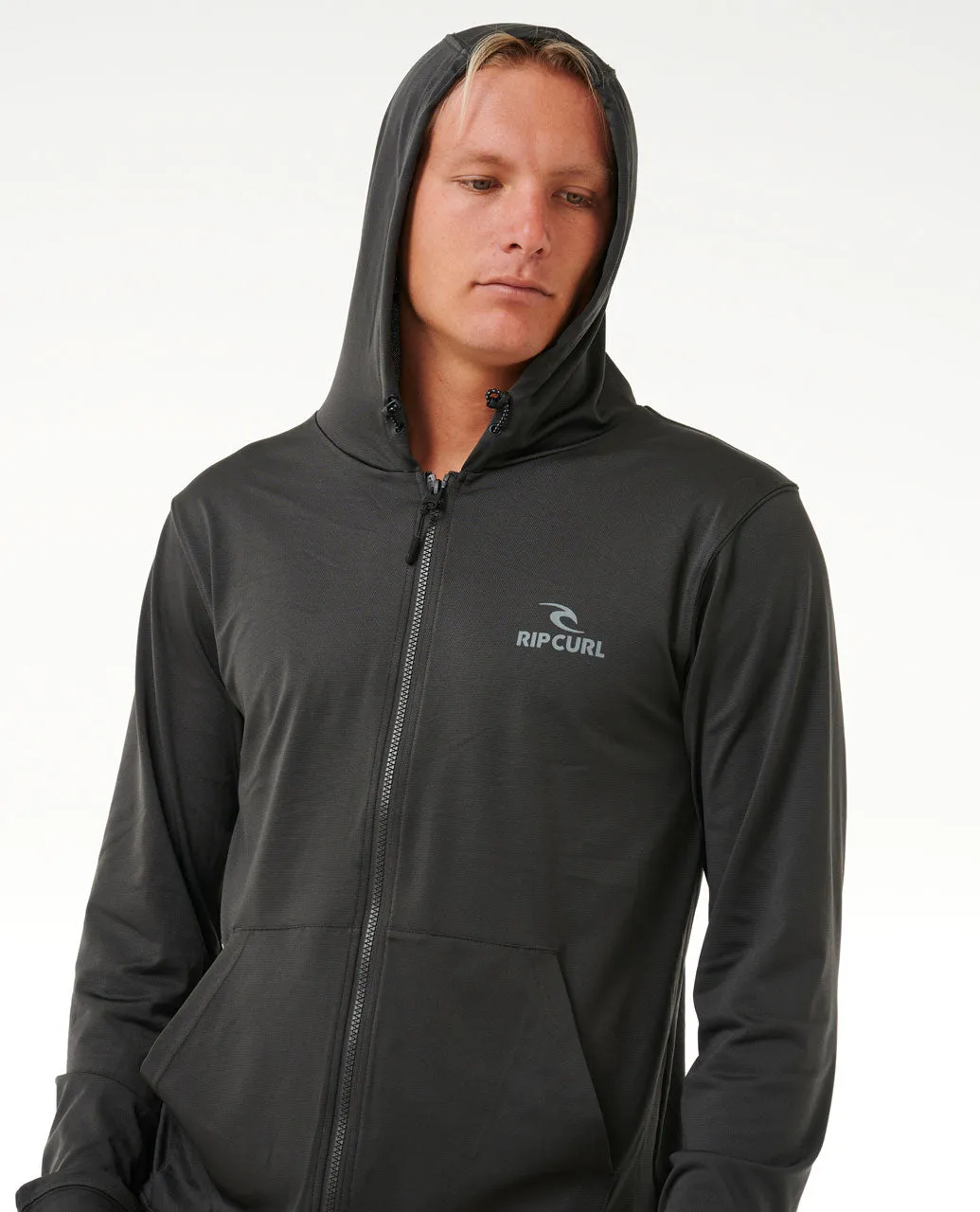 Stack UPF50  Zip Through Hood Rash Vest - Washed Black