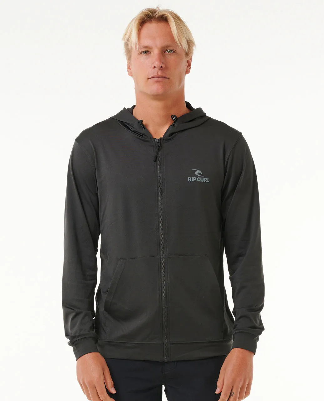 Stack UPF50  Zip Through Hood Rash Vest - Washed Black