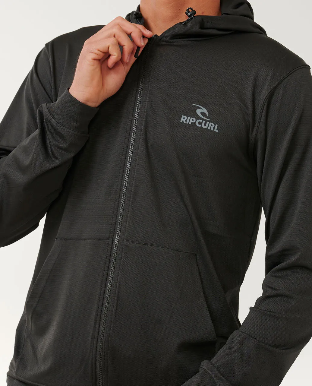 Stack UPF50  Zip Through Hood Rash Vest - Washed Black