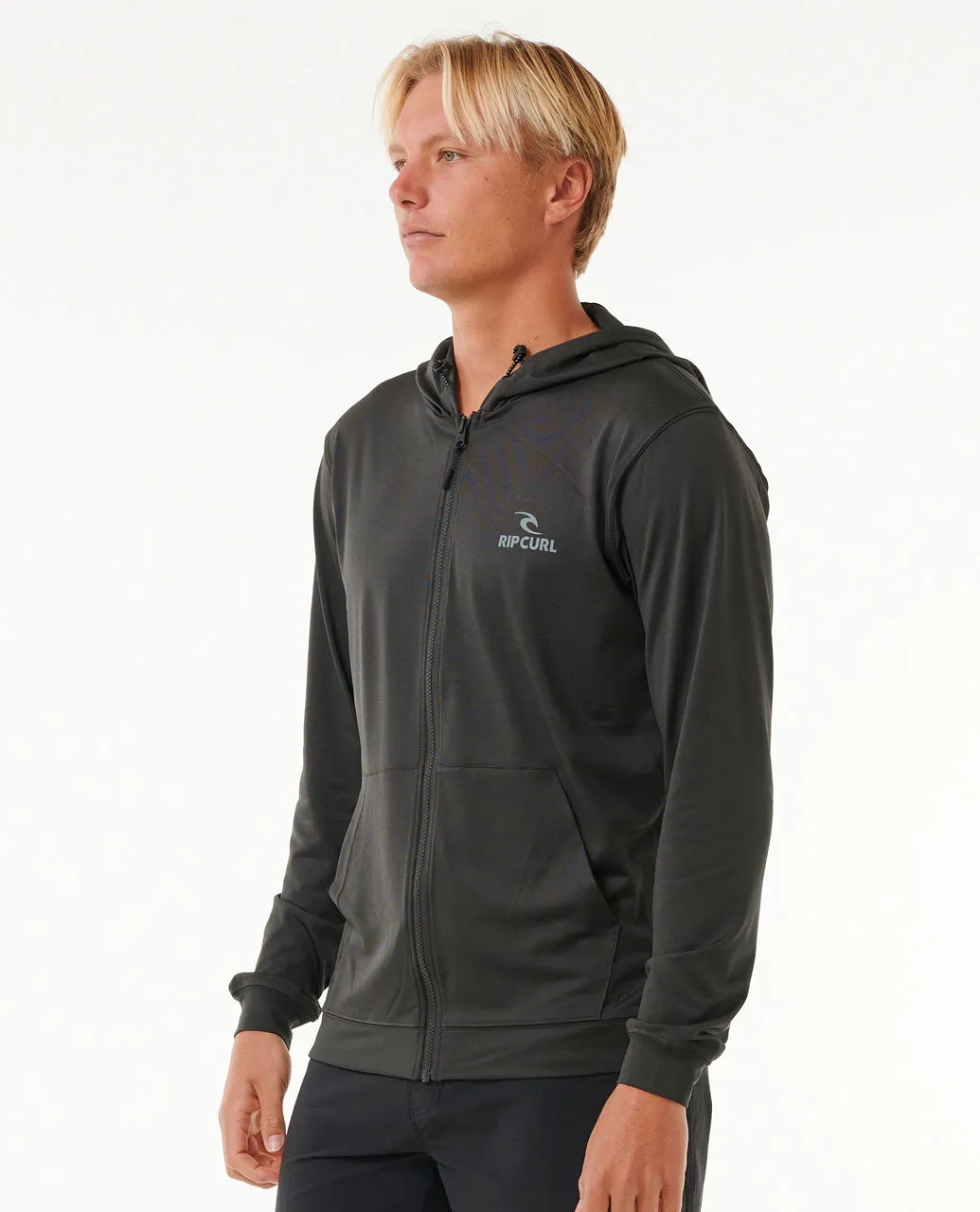 Stack UPF50  Zip Through Hood Rash Vest - Washed Black