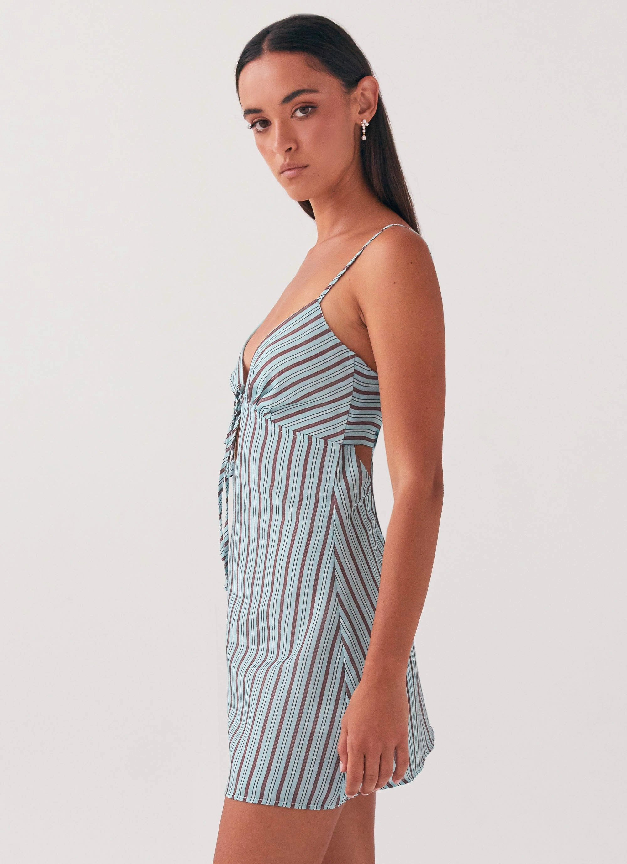 All Season Flora Linen Mini Dress - Coastal Stripe