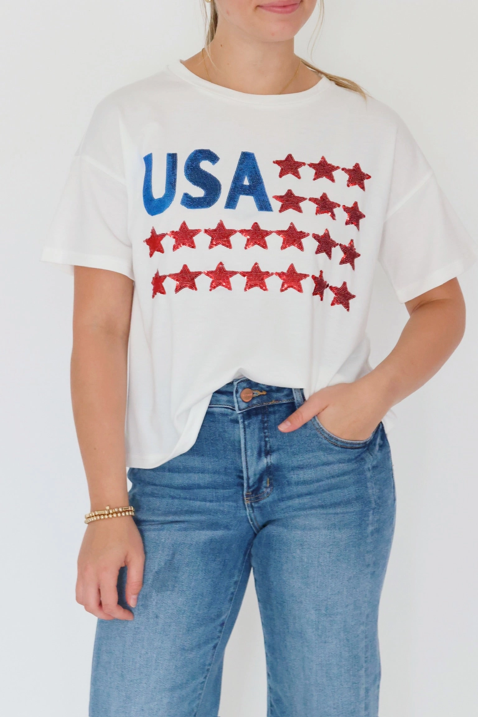 Star Spangled Tee(FINAL SALE) Contoured Armhole Design