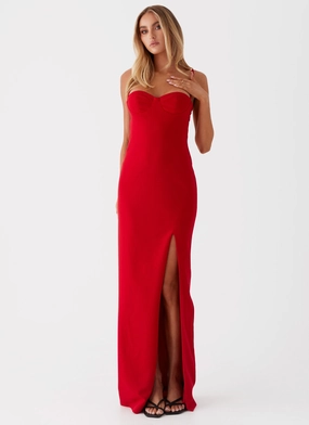 Stefanie Maxi Dress - Red Understated Glam Versatile Style Wear