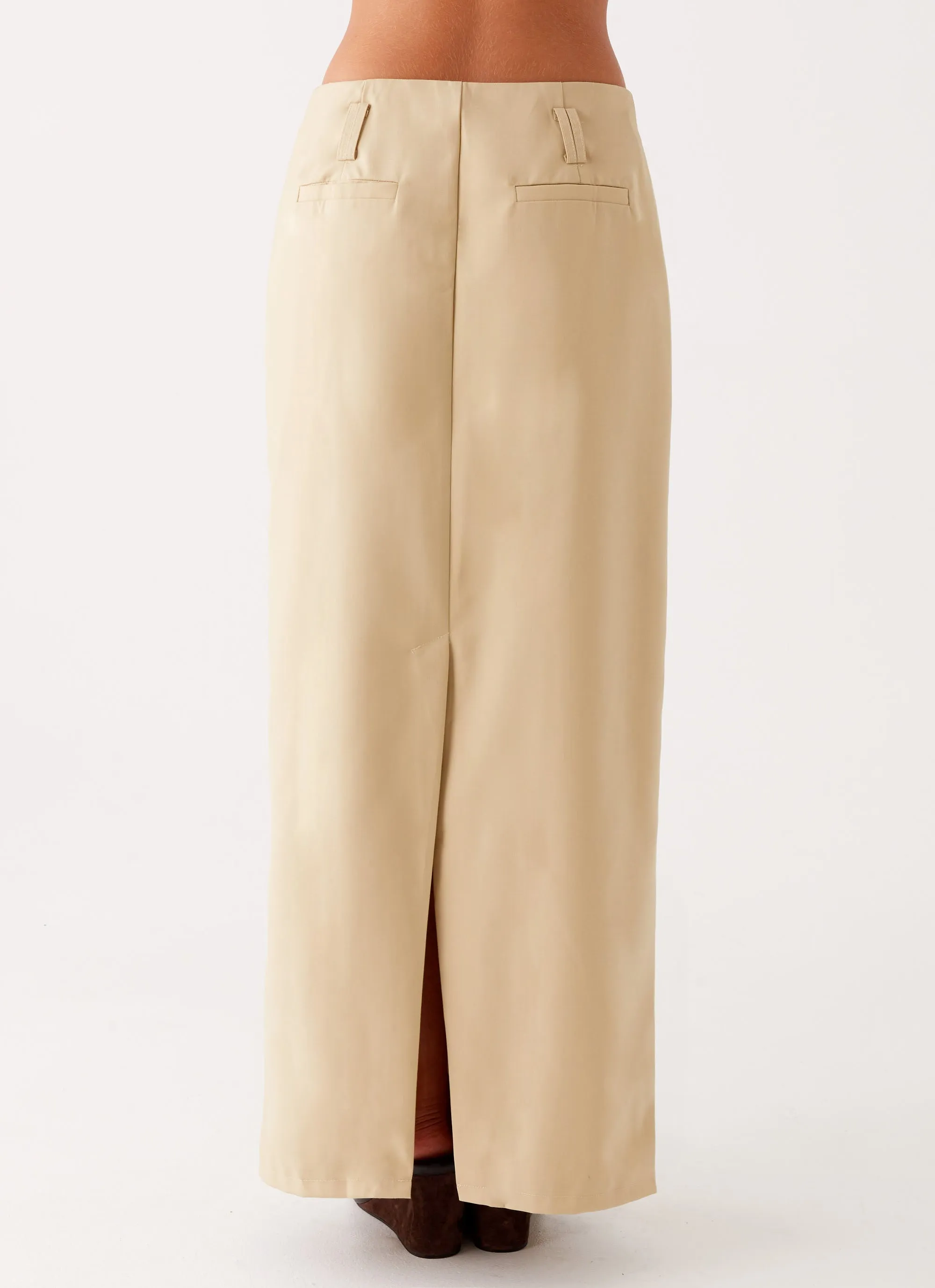 Stella Tailored Maxi Skirt - Beige Heritage Inspired Relaxed Look