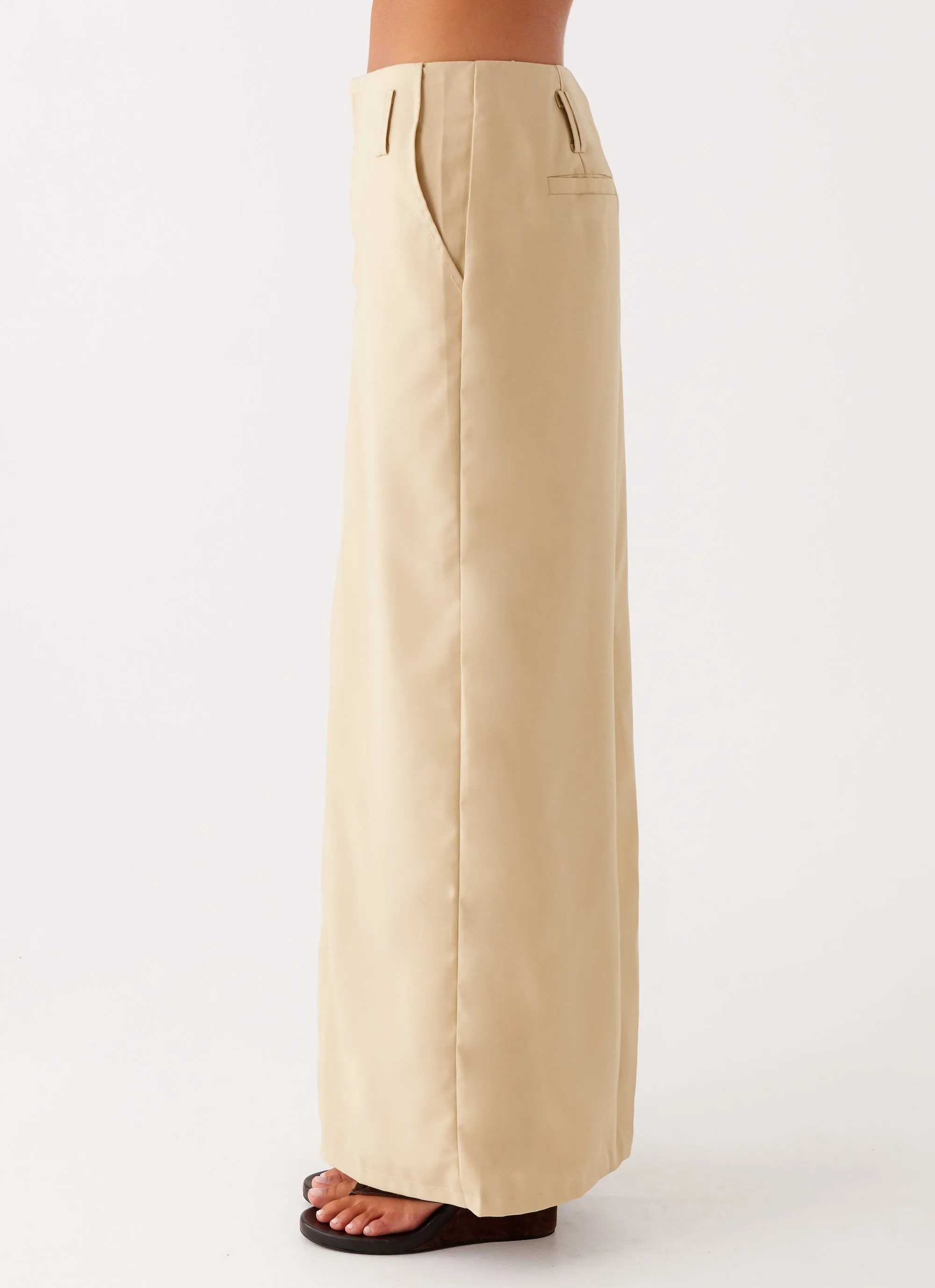 Cool Details Crossback Strap Stella Tailored Maxi Skirt - Beige