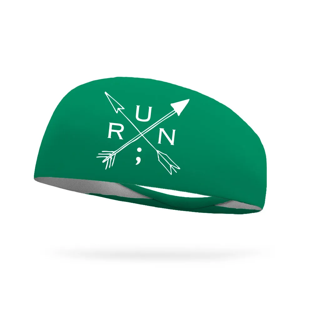 Still I Run Foundation Cross Arrows Collection Wicking Headband (white logo)