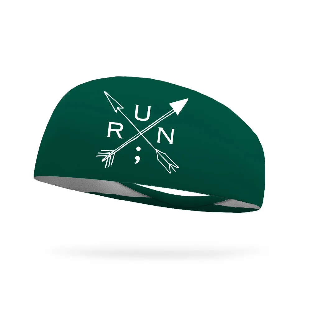 Still I Run Foundation Cross Arrows Collection Wicking Headband (white logo)