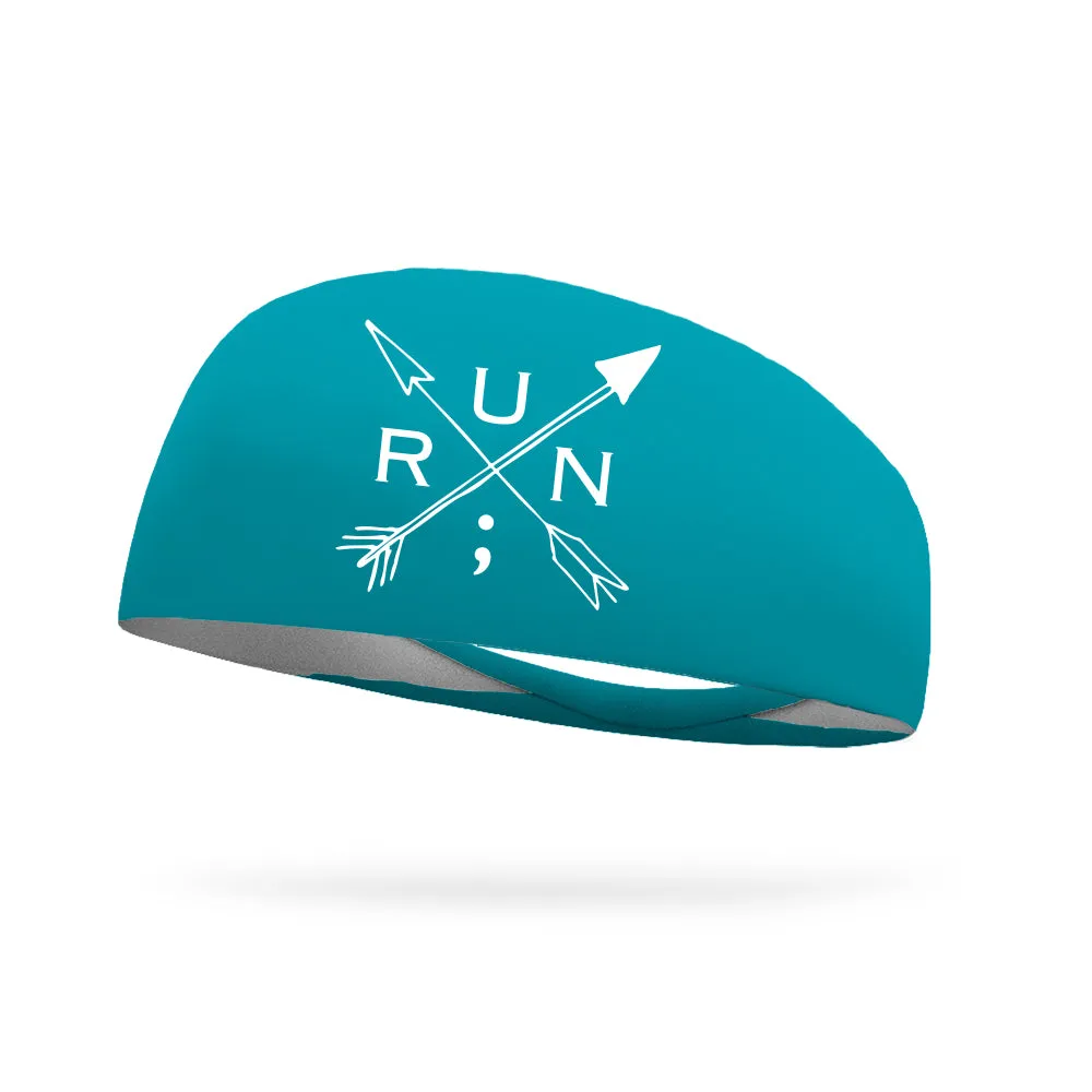 Still I Run Foundation Cross Arrows Collection Wicking Headband (white logo)