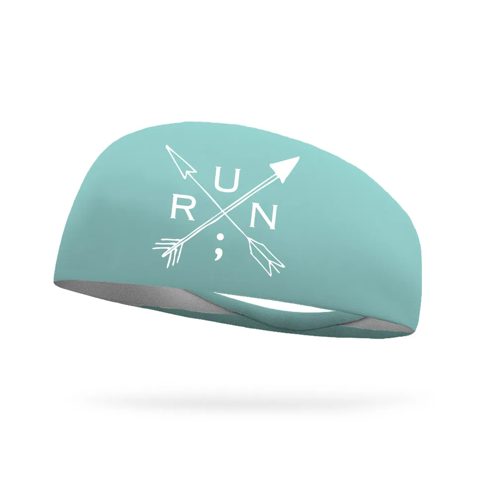 Still I Run Foundation Cross Arrows Collection Wicking Headband (white logo)