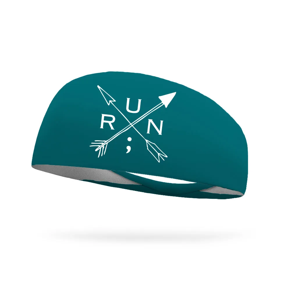 Still I Run Foundation Cross Arrows Collection Wicking Headband (white logo)