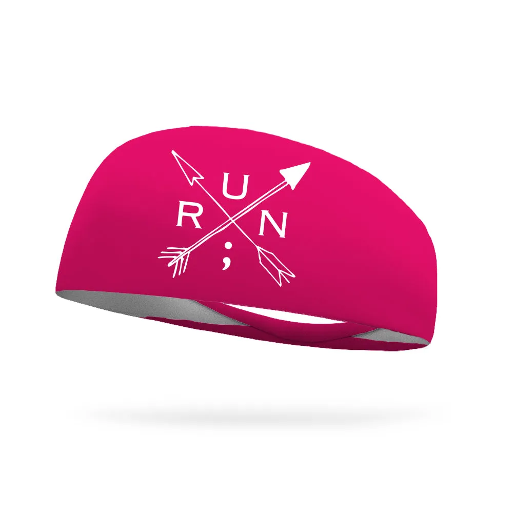 Still I Run Foundation Cross Arrows Collection Wicking Headband (white logo)