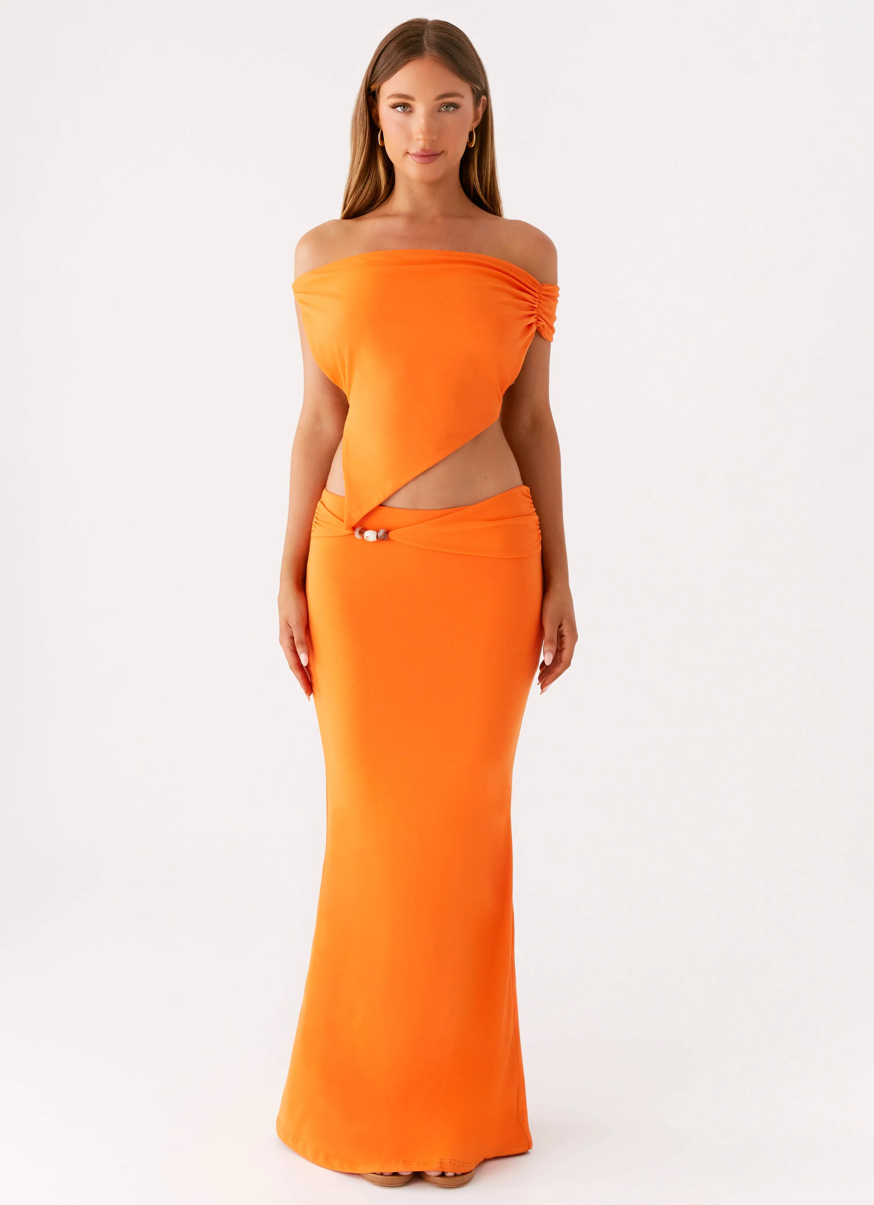 Mention Maxi Skirt - Orange Minimalist Chic Department Store Style