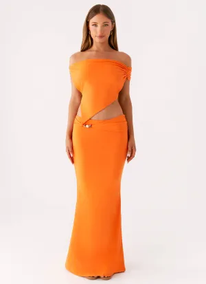 Mention Maxi Skirt - Orange Minimalist Chic Department Store Style