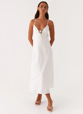 Take Note Midi Dress - White Cozy Wear Dreamy Texture