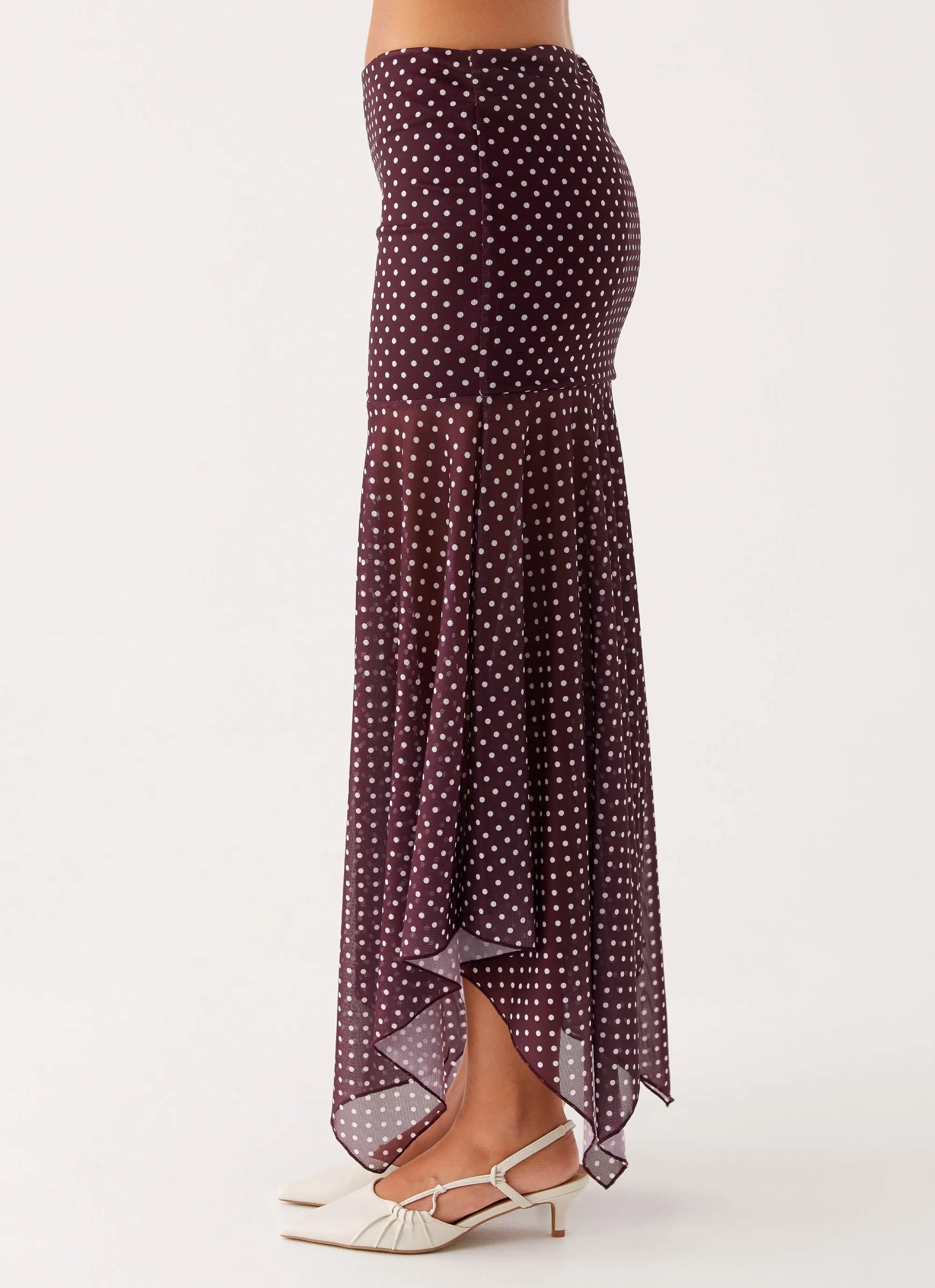 Buffy Maxi Skirt - Burgundy Draped Design Artistic Influence