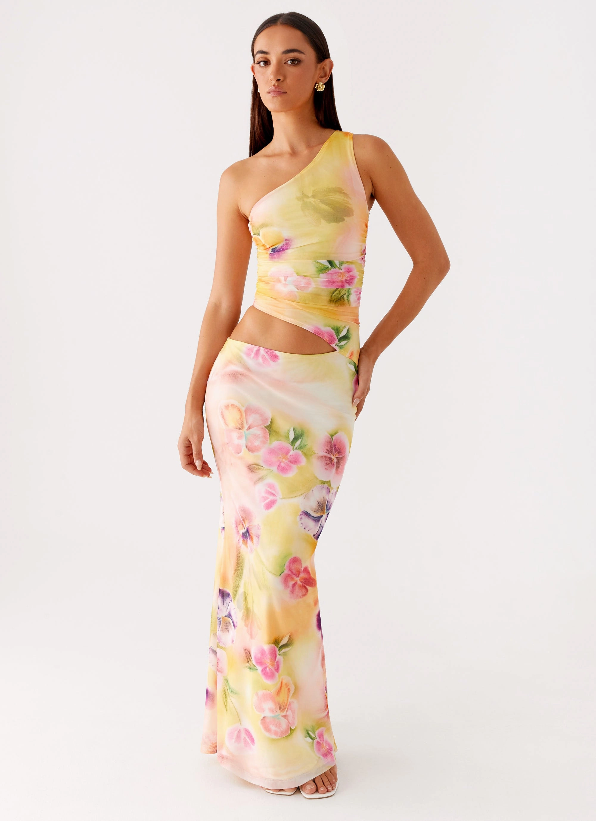 Flattering Design Seranella One Shoulder Maxi Dress - Sunburst Floral