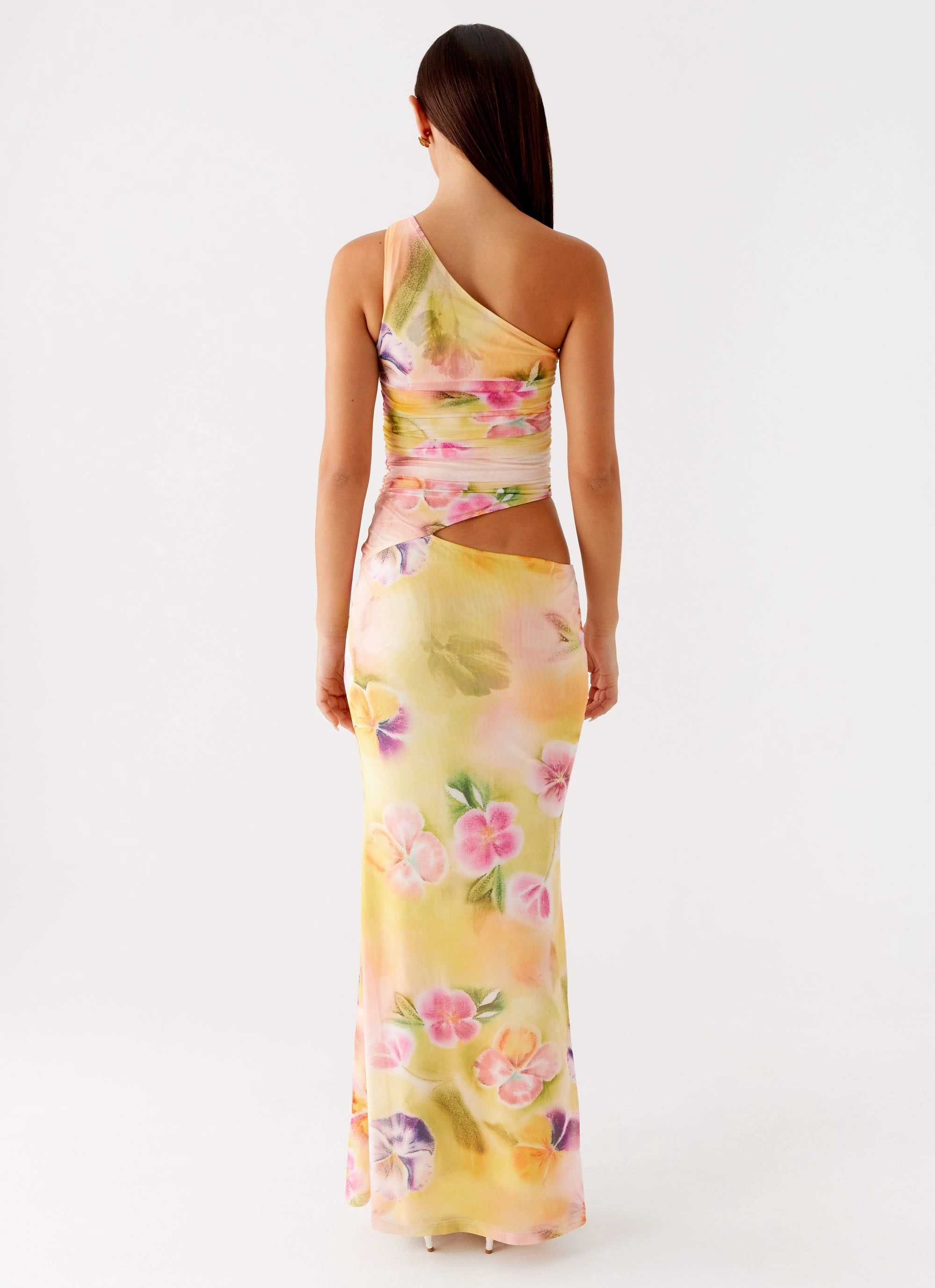 Seranella One Shoulder Maxi Dress - Sunburst Floral Soul Warm