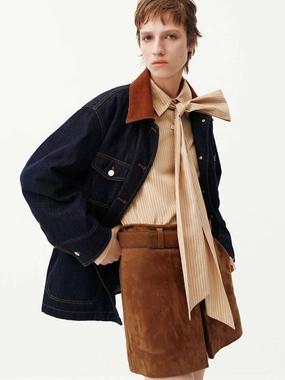 Wool Collar Denim Coat Transition Wear VentilatedPanels