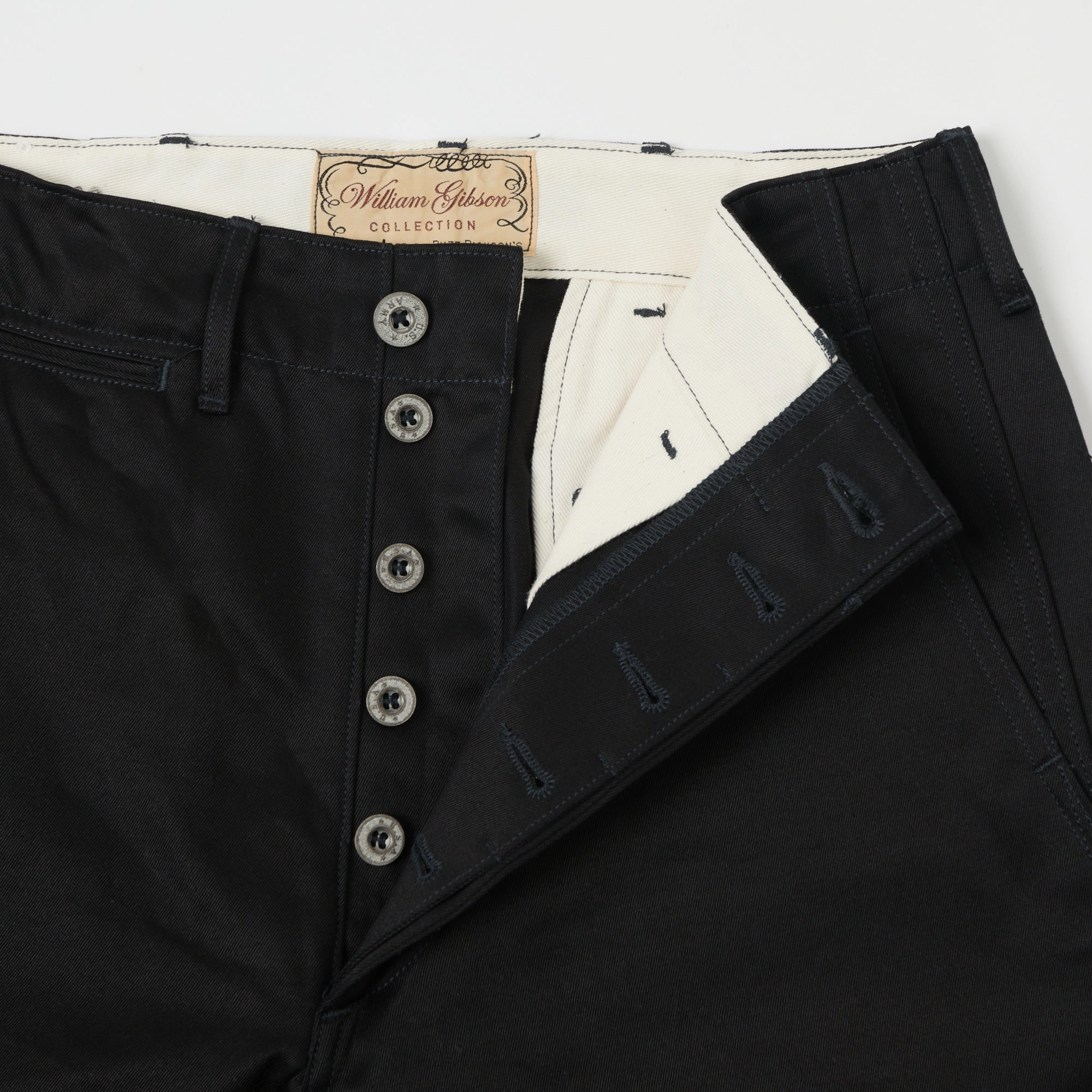 Lined interior Fashionable Waist Buzz Rickson's x William Gibson 'Early Model' 1942 Chino - Black
