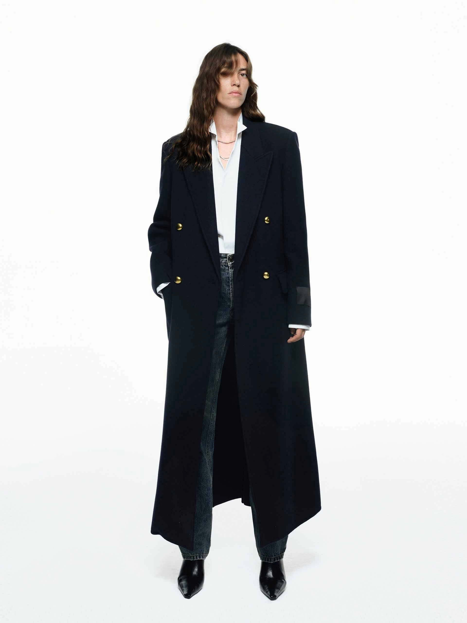 Wool Longline Overcoat Pocket Placement Multi Layer Option