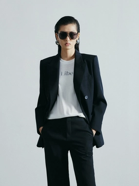 Clean Jacket Detail Structured Wool Blazer