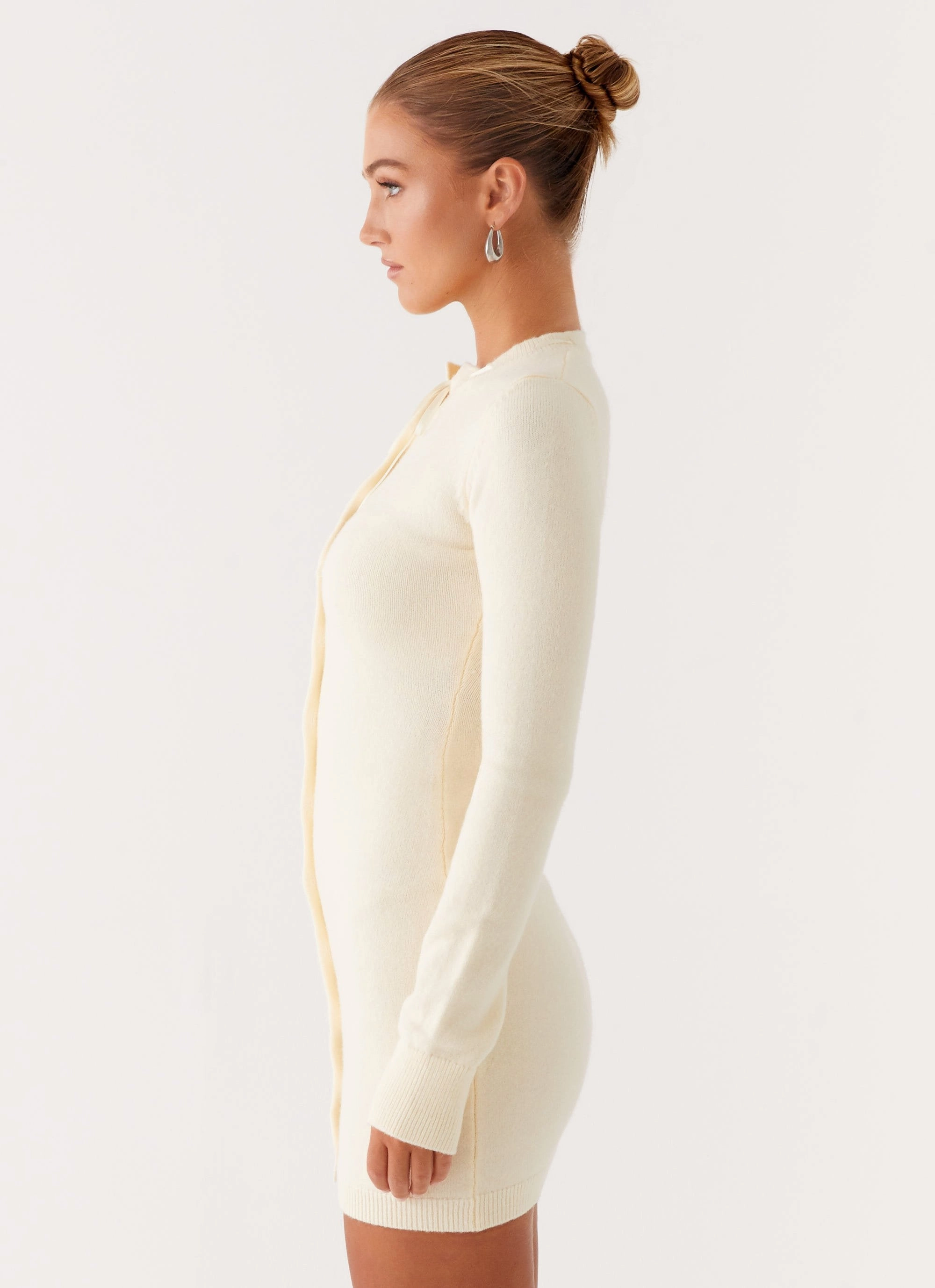 Zaffia Knit Mini Dress - Ivory Smart Vibe Everyday Layers