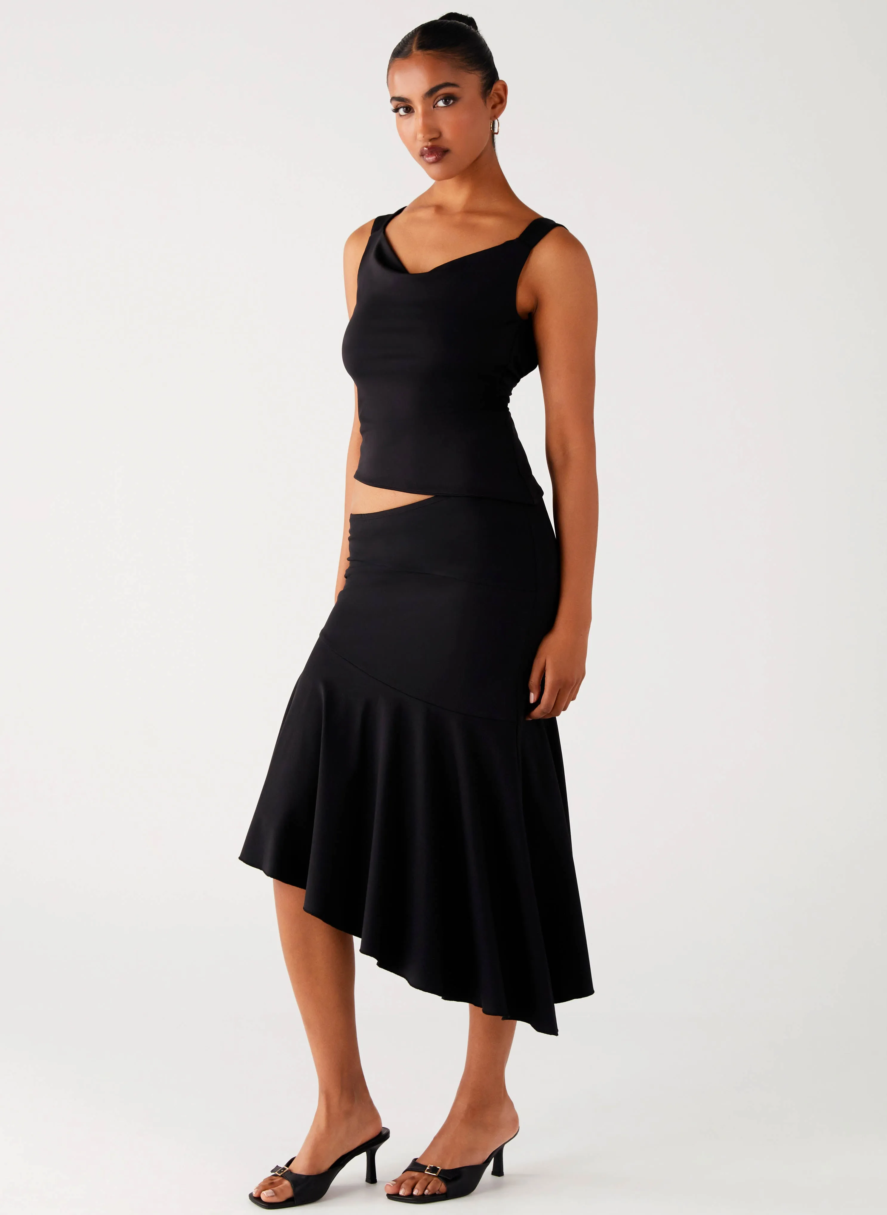 Midi length Wonderlust Midi Skirt - Black
