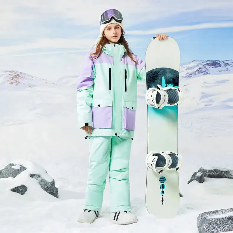 Stylish Womens Snowboard Outfits 2 Pieces Ski Overalls