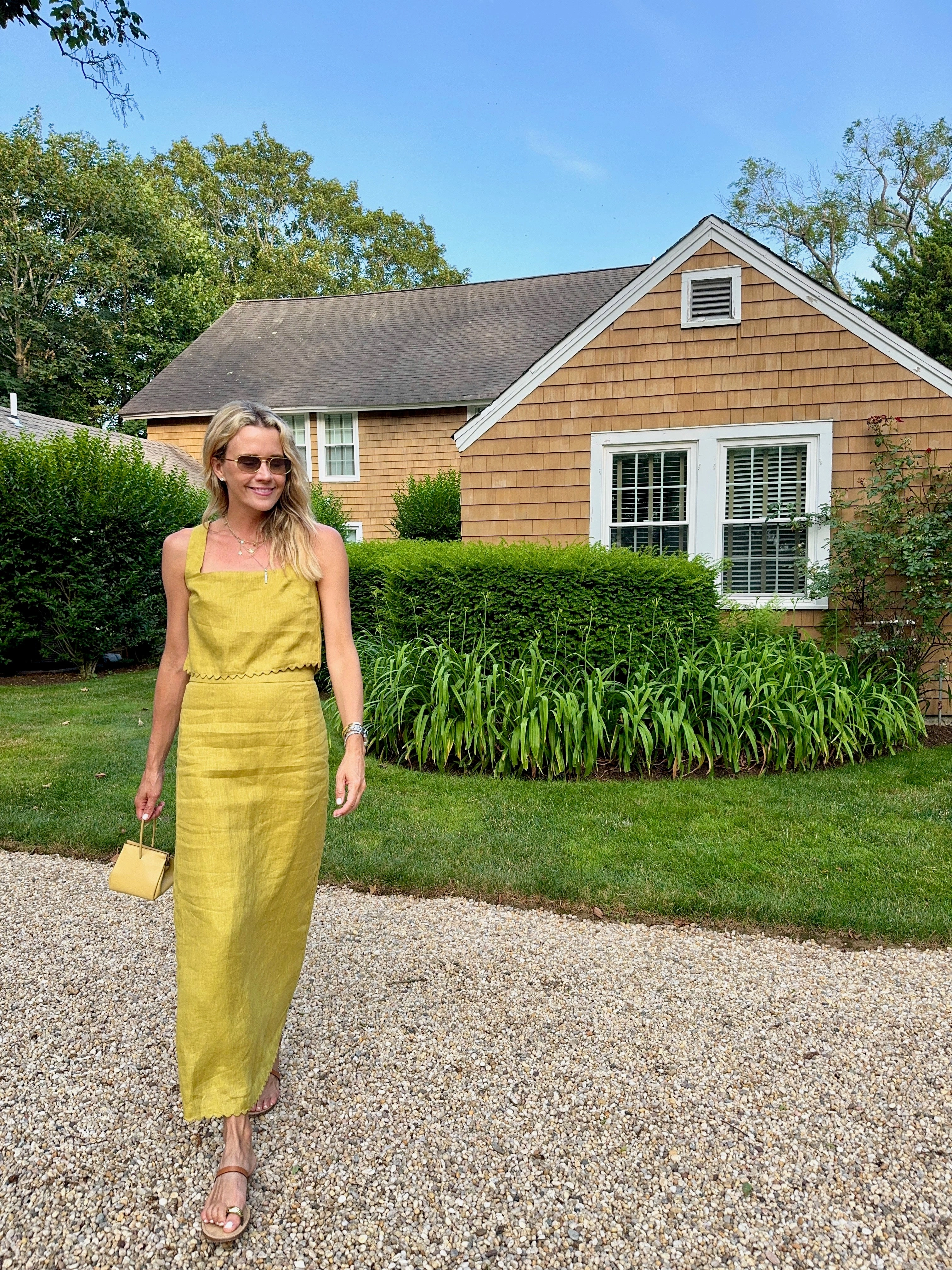 MASON'S DAUGHTER | Ella Scallop Maxi Skirt, Chartreuse Linen Flattering Fit Wear