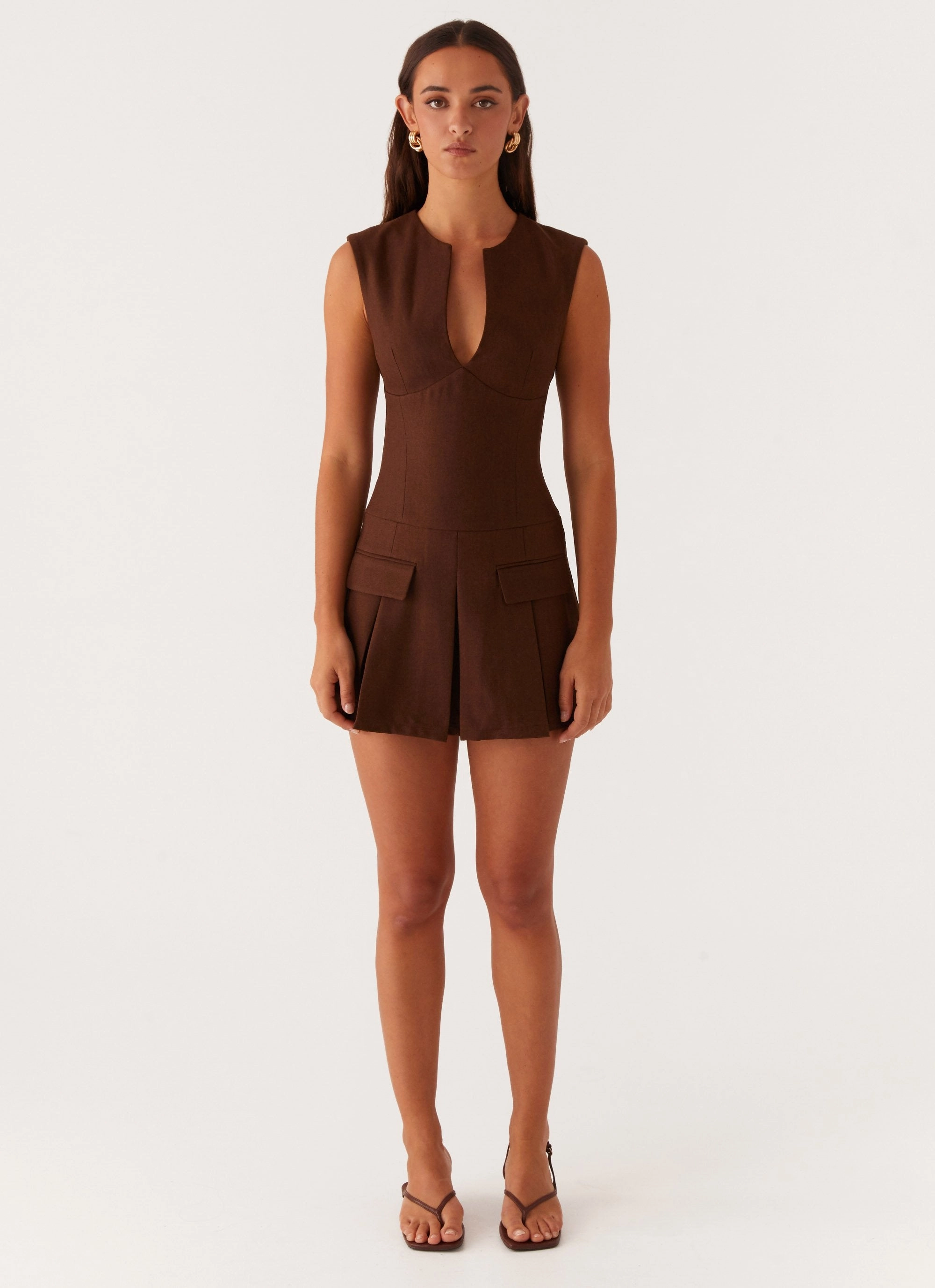 Cassia Mini Dress - Brown Luxe style